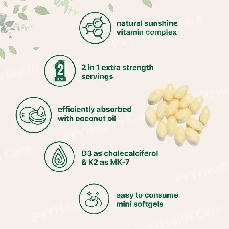 Vitamin D3 10,000 IU + K2 MK-7 Softgels with Coconut Oil