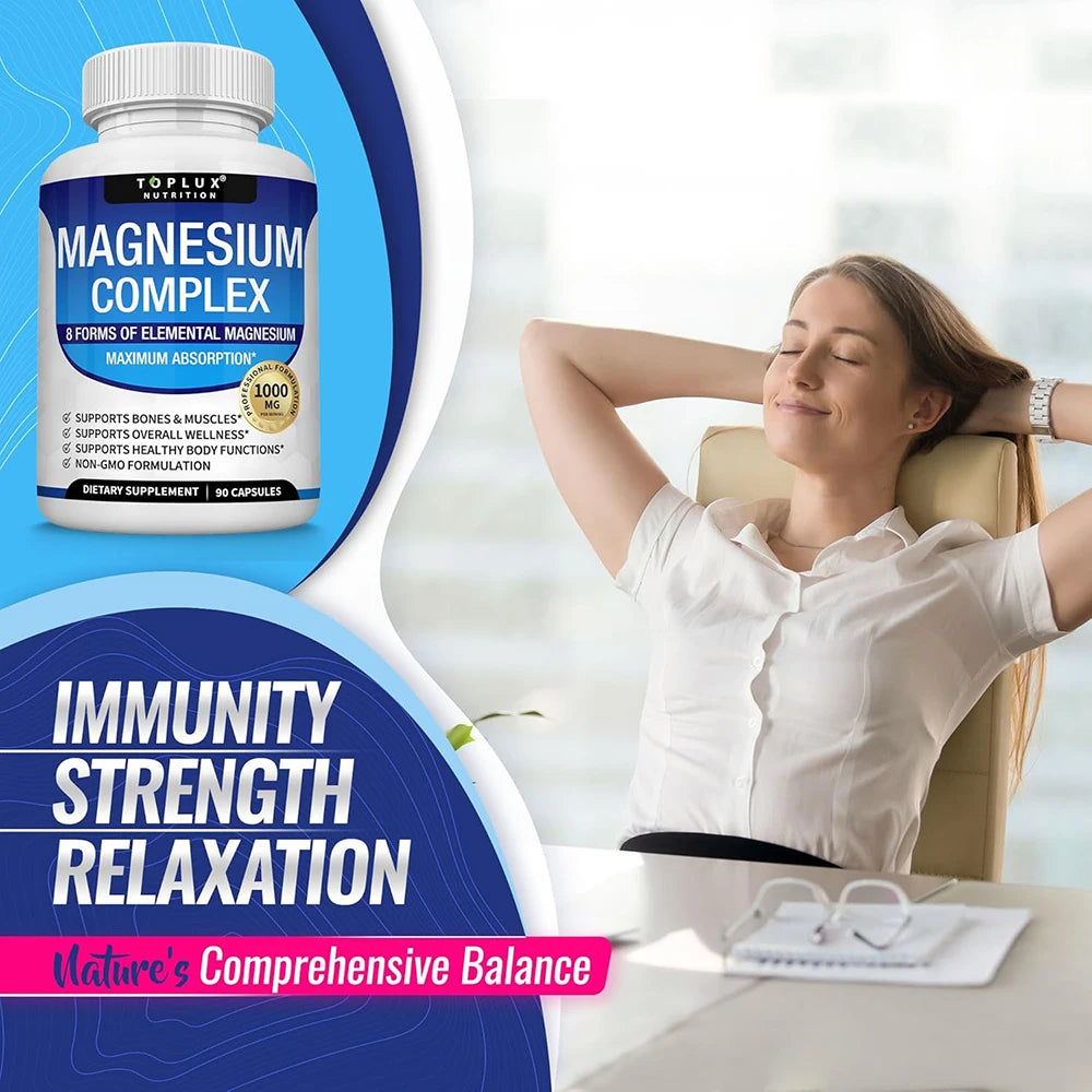 Magnesium Complex 1000mg — 8 Forms Glycinate, Citrate, Malate & Taurate