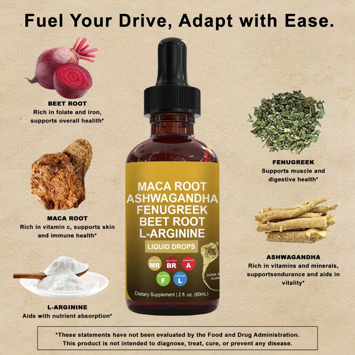 Organic Maca Root Liquid Drops with Ashwagandha